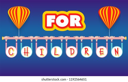 Vector abstract illustration with theme of children. Hands with the inscription: children