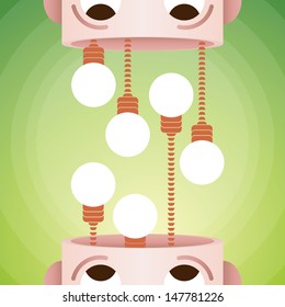 Vector abstract illustration of two people exchanging and sharing ideas.