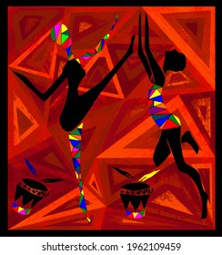 vector abstract illustration of two people dancing