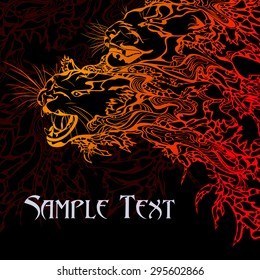 Vector abstract illustration of two tigers fire