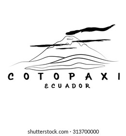 vector abstract illustration of volcano Cotopaxi in Ecuador
