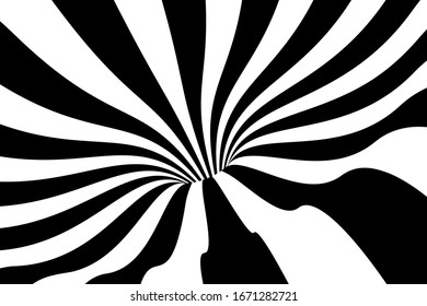 Vector abstract illustration of vortex with lines. Trendy 3d background in op art style, optical illusion.