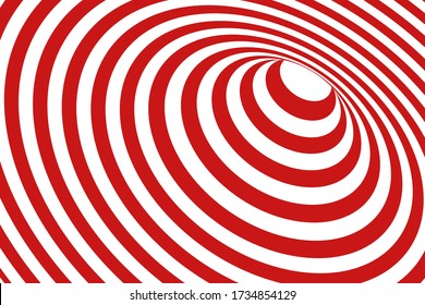Vector abstract illustration of vortex with lines. Trendy 3d background in op art style, optical illusion. 