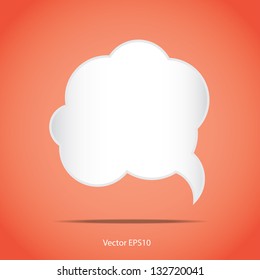 Vector abstract illustration of white paper round speech bubbles on orange background. Eps10.