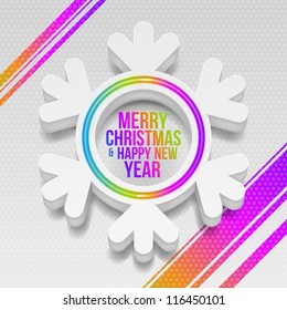Vector abstract illustration - white three-dimensional Christmas snowflake