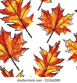Vector abstract illustration for your design. Falling autumn leaves. Autumn floral background. Vector floral seamless pattern