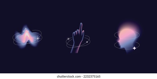 Vector abstract illustrations in modern gradient style hapes and forms, graphic design templates for social media posts and stories with copy space for text