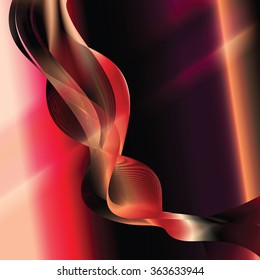 Vector abstract image with ribbon in black and red colors