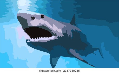 vector abstract image of shark animal in the sea, shark background vector