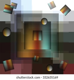 The vector abstract image of squares and circles with geometric elements