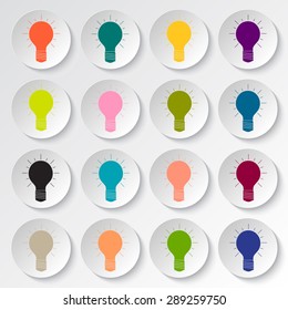 The vector abstract image of stylized icons colored lights on a white background.