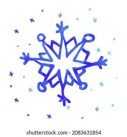 Imagen abstracta vectorial con copo de nieve pintado de color azul. Concepto invierno, nevada, Navidad, Año Nuevo. Puedes usar elementos en el diseño web, banners, etc. La textura del copo de nieve es cielo estrellado, galaxia.