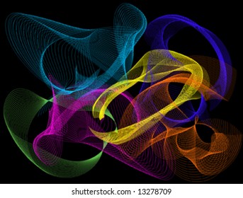 Imágenes abstractas vectoriales de colores brillantes en negro