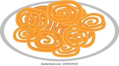 Vector Abstract Indian sweets jalabi, Indian food plate full of Jalebi vector art
