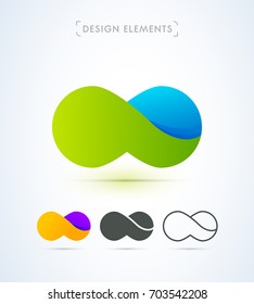 Vector abstract infinite logo template. Material design style. Origami set