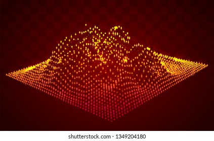 Vector abstract info graphic in the form of a mountain. bright glowing design element.
