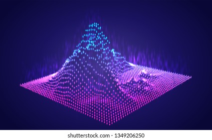 Vector abstract info graphic in the form of a mountain. bright glowing design element.