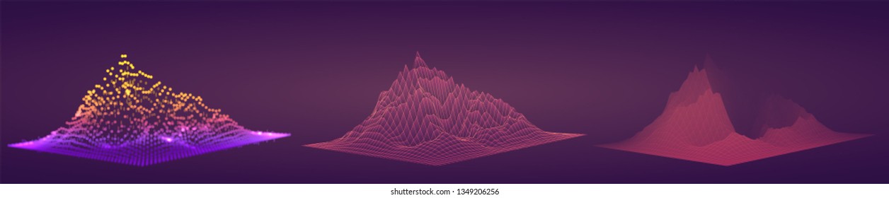 Vector abstract info graphic in the form of a mountain. bright glowing design element.