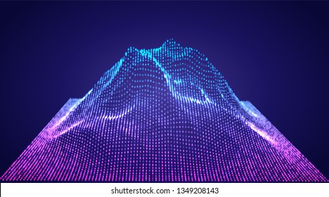 Vector abstract info graphic in the form of a mountain. bright glowing design element.