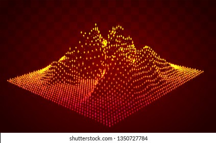 Vector abstract info graphic in the form of a mountain. bright glowing design element.