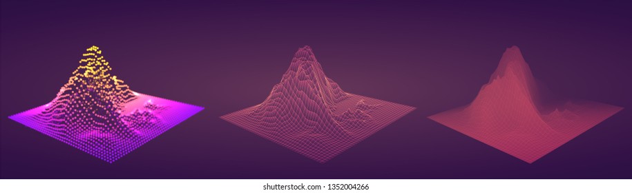 Vector abstract info graphic in the form of a mountain. bright glowing design element.