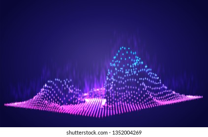 Vector abstract info graphic in the form of a mountain. bright glowing design element.