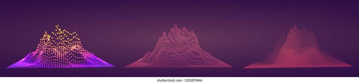 Vector abstract info graphic in the form of a mountain. bright glowing design element.