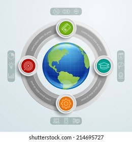 Vector abstract infographic Business workflow and icons, step options.