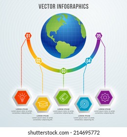 Vector abstract infographic Business workflow and icons, step options.