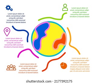 Vector abstract infographic with color globe with place for yourt text