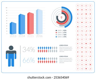 Vector abstract infographic design in flat style with icon set