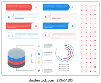 Vector abstract infographic design in flat style with icon set