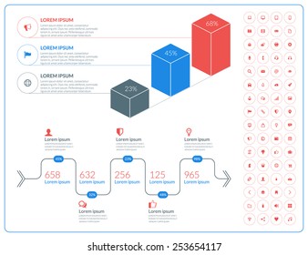 Vector abstract infographic design in flat style with icon set