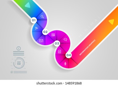 Vektorgrafik-Design-Vorlage für abstrakte Infografiken. Lichter, Schatten, Farbformen usw. getrennt in Vektordatei platziert.