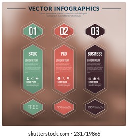Vector abstract infographic design. Workflow layout template with blurred background