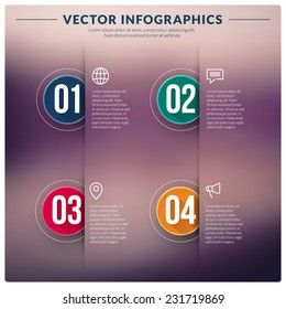Vector abstract infographic design. Workflow layout template with blurred background