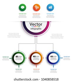 Vector Abstract Infographic Element For Business. Strategy In Stages. Steps Of Development, Teamwork. Business Concept Illustrated In 3 Stages, Parts, Steps. Eps 10