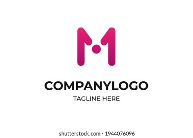 Vector Abstract Initial Letter M Logo. Blue Gradient Linear Rounded Style with Connected Liquid Dots . Usable for Business, Science and Technology Logos