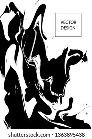 vector Abstract ink background. Marble style. Black, white ink in water