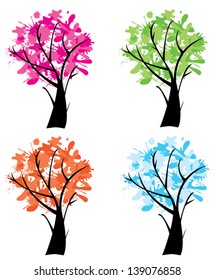 vector abstract ink season trees