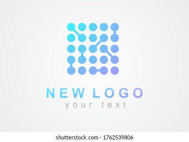 Vector abstract innovative logo. Beautiful modern technology badge logo with circles.