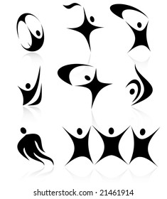 Vector abstract internet icons. Black and white. Simply change.