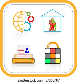 Iconos de Internet abstractos vectoriales. Conjunto naranja.