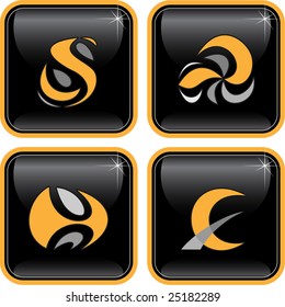 Vector abstract internet icons. Orange set. Simply change.