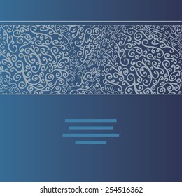 Vector abstract invitation card with abstract swirl on a dark blue background. 