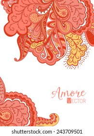 Vector abstract invitation card with abstract wave.  Lace ornament. Template wavy frame design for card