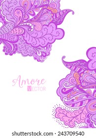 Vector abstract invitation card with abstract wave.  Lace ornament. Template wavy frame design for card