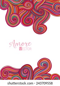 Vector abstract invitation card with abstract wave.  Lace ornament. Template wavy frame design for card