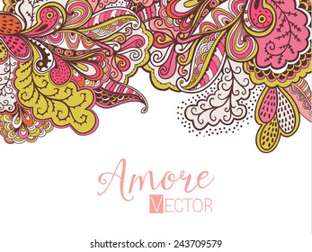 Vector abstract invitation card with abstract wave.  Lace ornament. Template wavy frame design for card