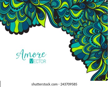 Vector abstract invitation card with abstract wave.  Lace ornament. Template wavy frame design for card
